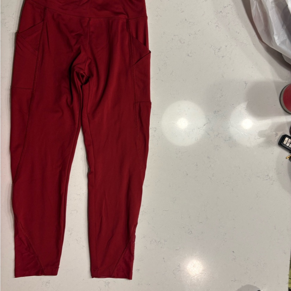 Red High-Waisted Leggings